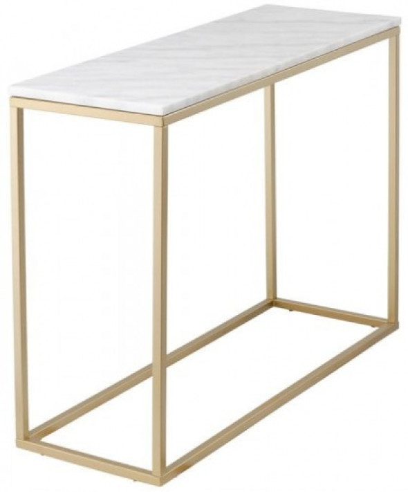 Konsola Accent biały marmur podstawa złoty mat