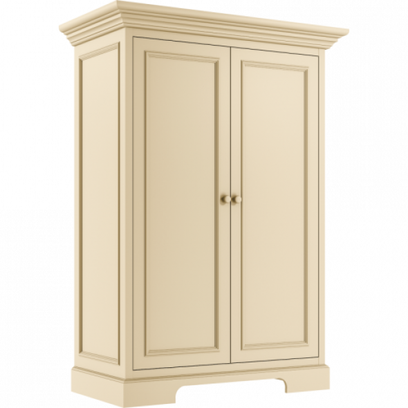 Kremowa klasyczna szafa dwudrzwiowa z eleganckim frezowaniem