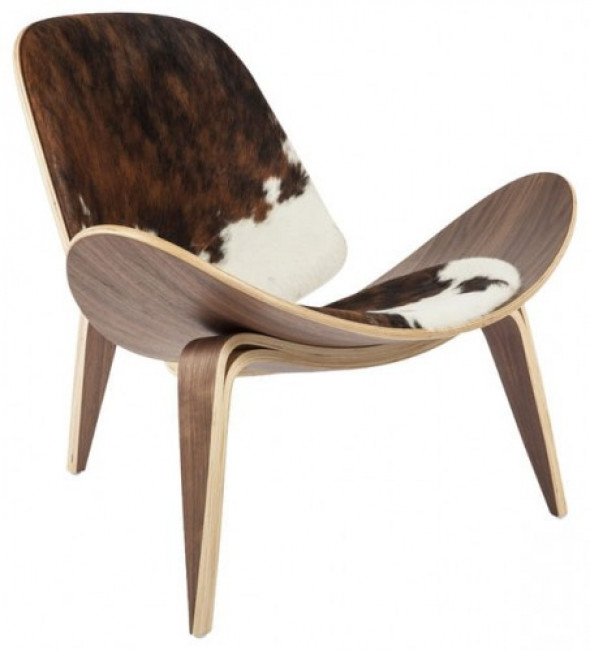 Krzesło inspirowane proj. Shell Chair - pony brązowe łaty