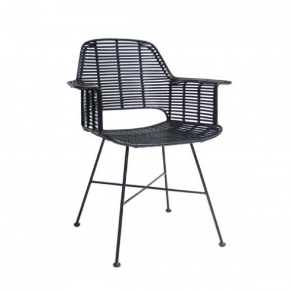 Krzesło rattanowe ze stelażem czarne