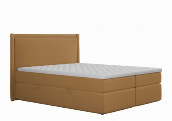 Łóżko kontynentalne Kubric z pojemnikiem karmel