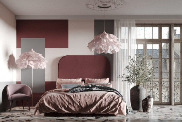 Łóżko tapicerowane z designerskim wezgłowiem Plum 5