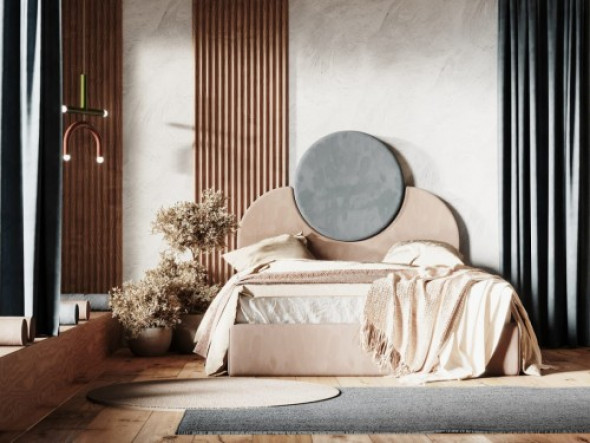 Łóżko tapicerowane z designerskim wezgłowiem Sunset 2