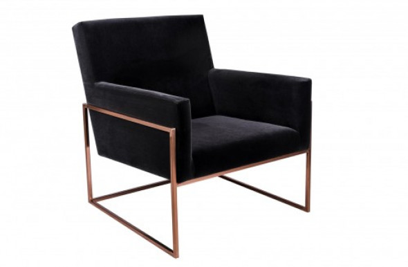 Minimalistyczny fotel PURA czarny aksamit