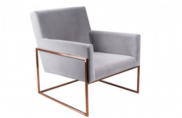 Minimalistyczny fotel PURA szary aksamit