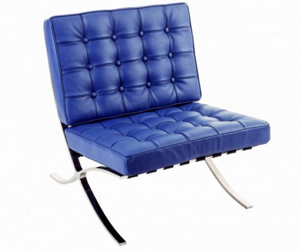 Niebieski Fotel dziecięcy Skóra Naturalna Inspirowany Projektem Barcelona