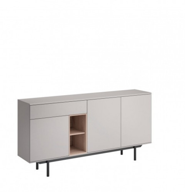 Nowoczesna komoda szara na metalowych czarnych nóżkach 175