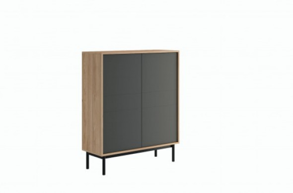 Nowoczesna komoda wysoka z antracytowym frontem 104