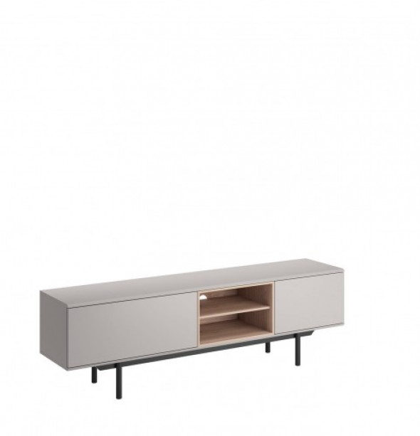 Nowoczesna szafka RTV szara 175 na czarnych metalowych nóżkach