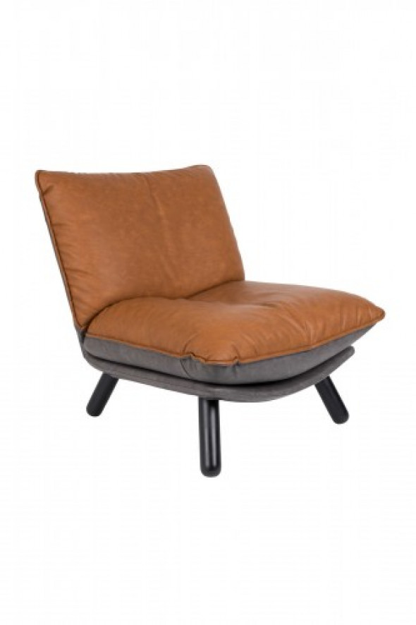 Obszerny Fotel Lazy Sack ekoskóra koniakowy/ szary Zuiver