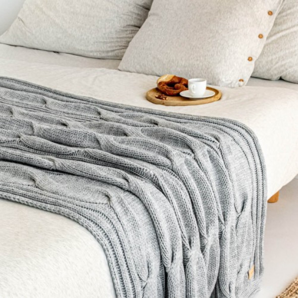 Pled wełniany szary