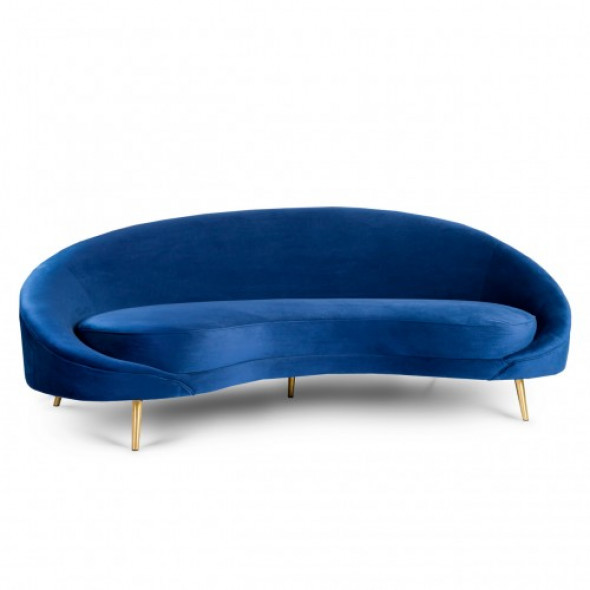 Półokagła sofa Kei aksamitna niebieska