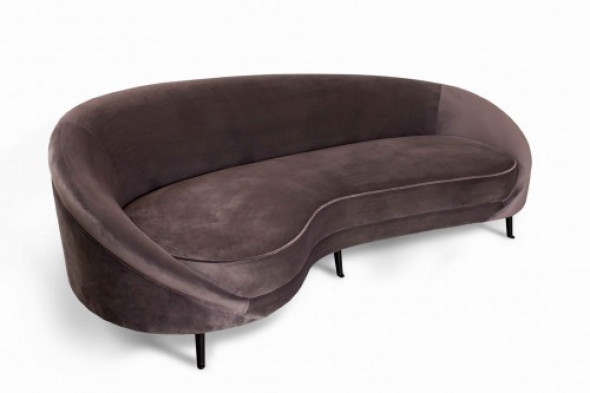 Półokrągła sofa Kei szara, czarne nóżki