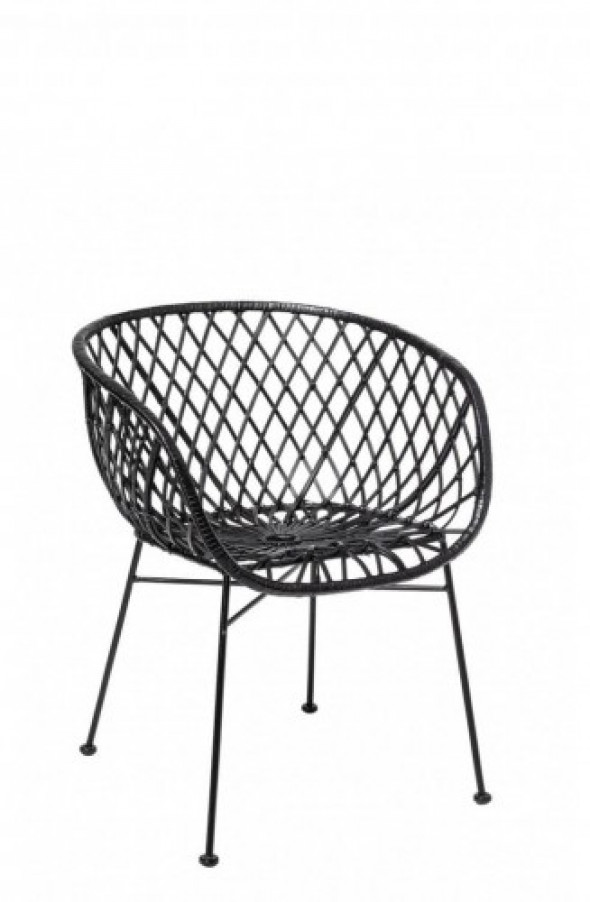 Rattanowy czarny fotel tarasowy Kama