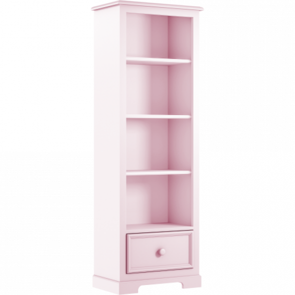 Różowy klasyczny regał z szufladą