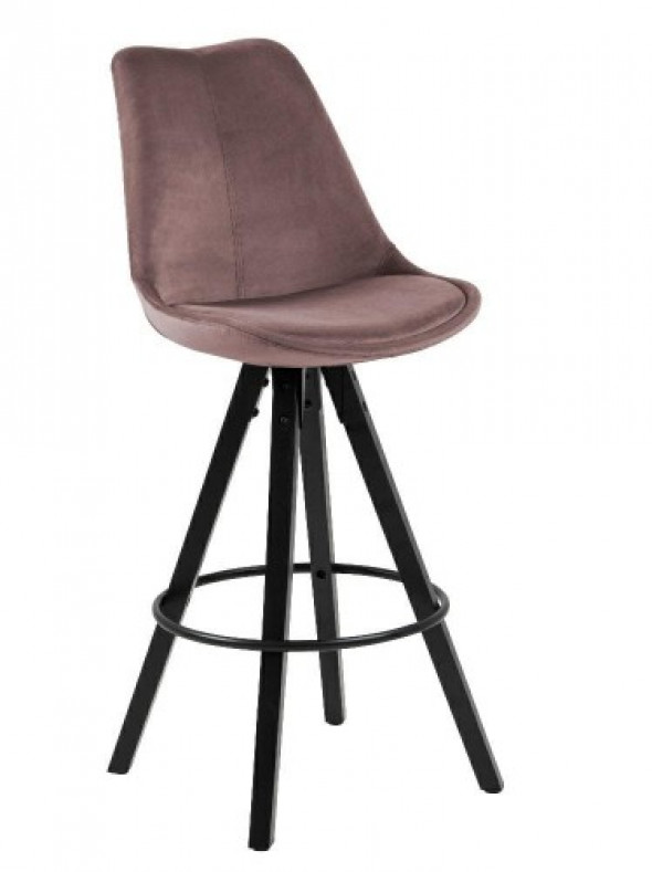 Stołek barowy aksamit Dima VIC róż/nogi czarne