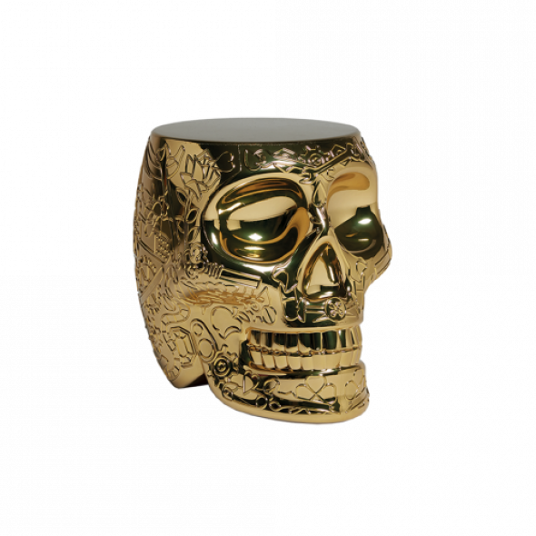 Stołek i stolik boczny Mexico złoty QeeBoo