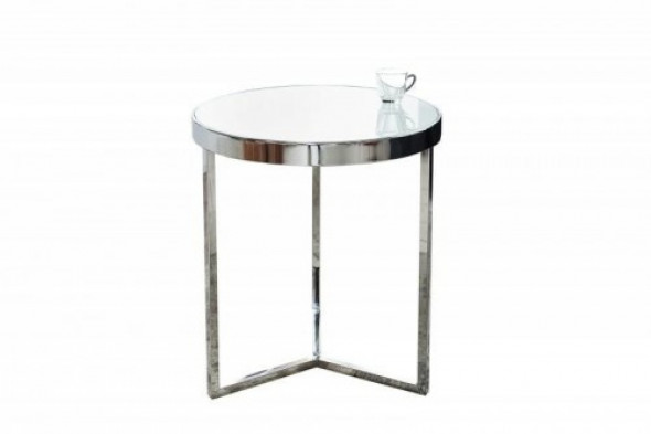 Stolik Art Deco 50 cm biały nogi chrom Invicta