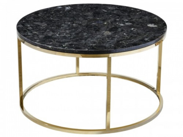 Stolik kawowy Accent Black Crystal Labradoryth 85 podstawa złota lśniąca