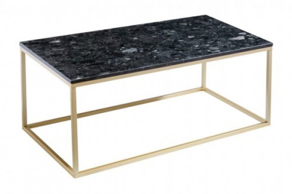 Stolik kawowy Accent blat Labradoryth złota podstawa 110x60