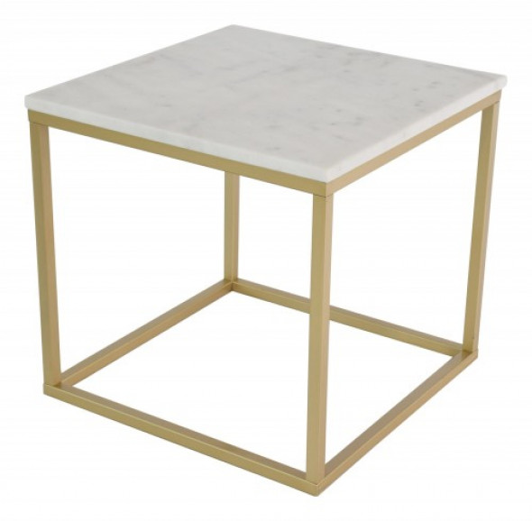 Stolik marmurowy Accent kwadratowy złoty mat