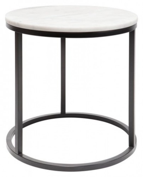 Stolik marmurowy Accent okrągły czarne nogi