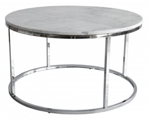 Stolik marmurowy Accent okrągły srebrny połysk duży 85