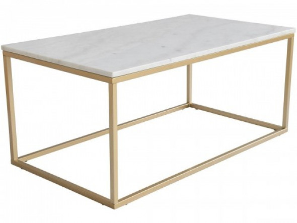 Stolik marmurowy Accent prostokąt złote nogi duży