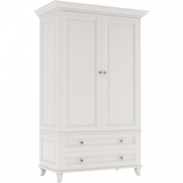 Szafa Glamour z frezowaniami i 2 dolnymi szufladami kolor kości słoniowej