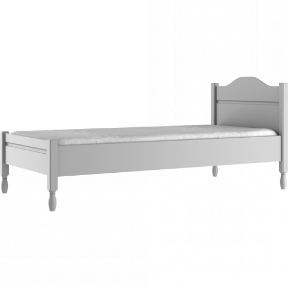 Szare eleganckie łóżeczko dziecięce z dekoracyjnymi nóżkami