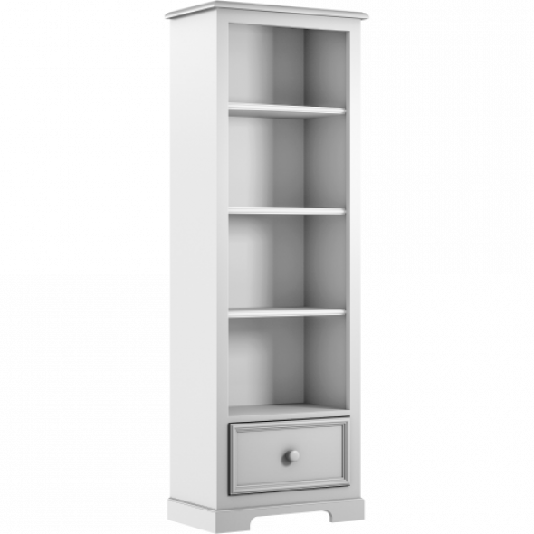 Szary klasyczny regał z szufladą