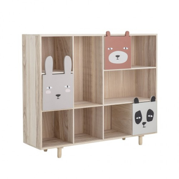 Uroczy regał do pokoju dziecięcego z szufladami w zwierzątka