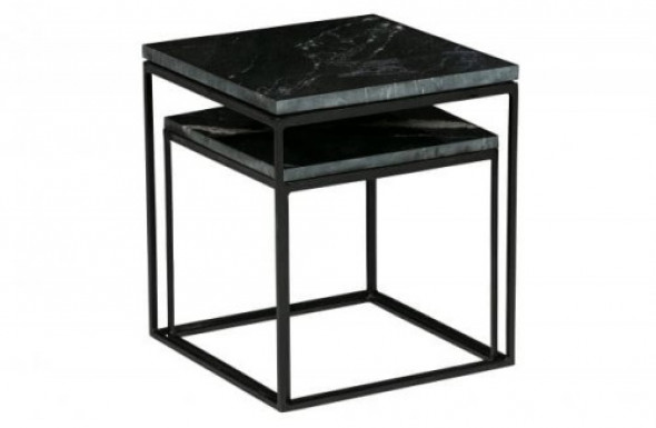 Zestaw 2 stolików marmurowo-czarnych Be Pure