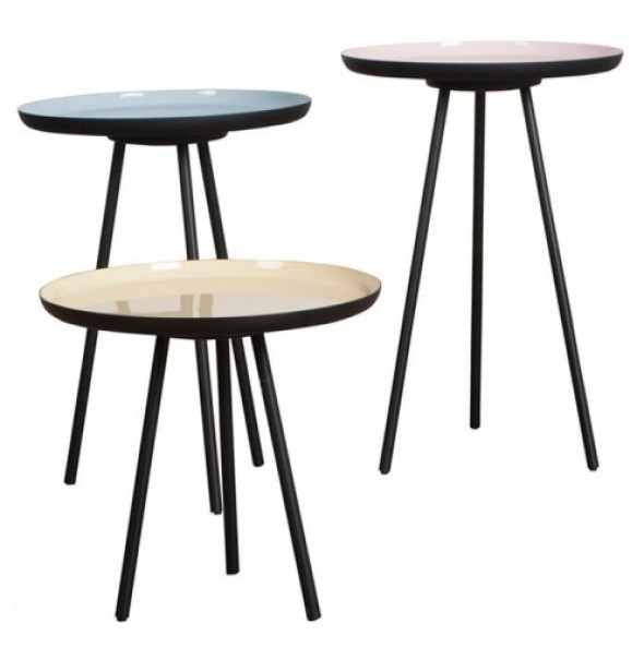 Zestaw 3 stolików ENAMEL