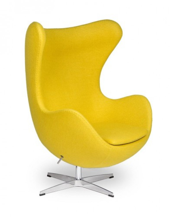 Żółty Fotel JAJO Wełna Naturalna Inspirowany Projektem Egg Chair