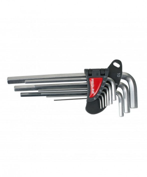 48319 Klucze imbusowe hex wydłużone CrV zestaw 9 części 1.5-10mm, Proline