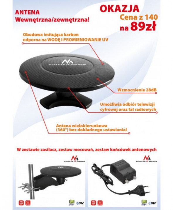 Antena TV DVB-T wew-zew MCTV-983 Black