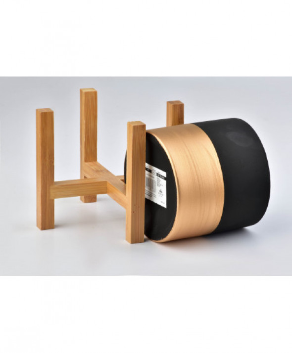 AVA Doniczka czarno złota 12.5/h11.7cm