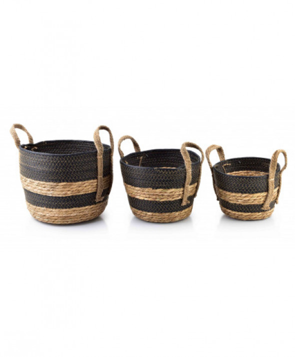 BALI Komplet 3 koszy 27X27XH23, 24X24XH20CM, 19.5X19.5XH17CM