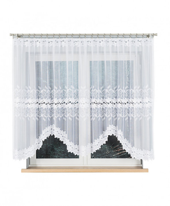 BASTIA Firanka konfekcjonowana, 150x350cm, kolor 001 biały 648107/BIS/001/150350/1