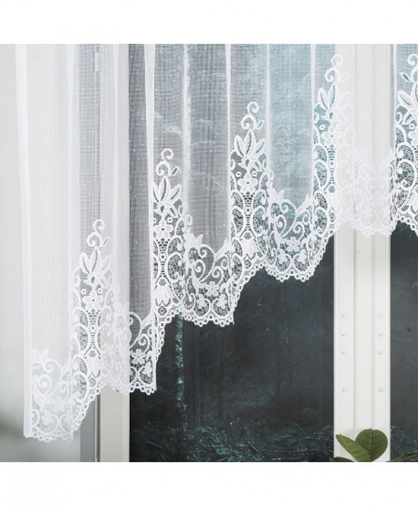 BERENIKA Firanka gotowa, szerokość 300 x wysokość 140cm, kolor 001 biały 004304/000/001/140300/1