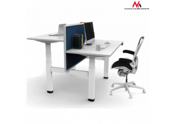 Biurko elektryczne  Maclean  podwójne regulacja wysokości , max wys 128cm 100 kg - bez blatu do pracy stojąco  siedzącej (2częśc