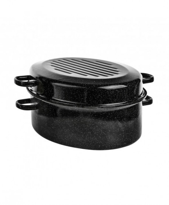 Brytfanna emaliowana do pieczenia z pokrywką Silesia Rybnik 42 cm