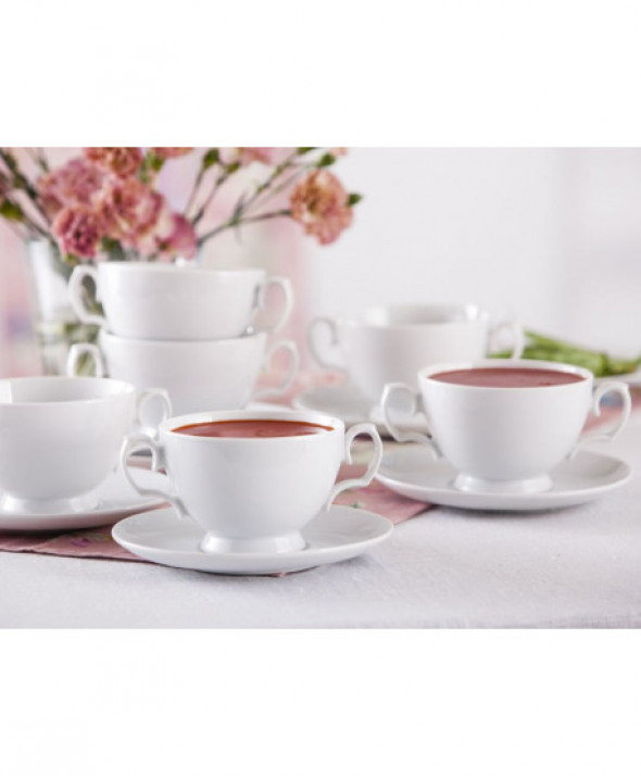 Bulionówki porcelanowe ze spodkami 6 szt. MariaPaula Biała 350 ml