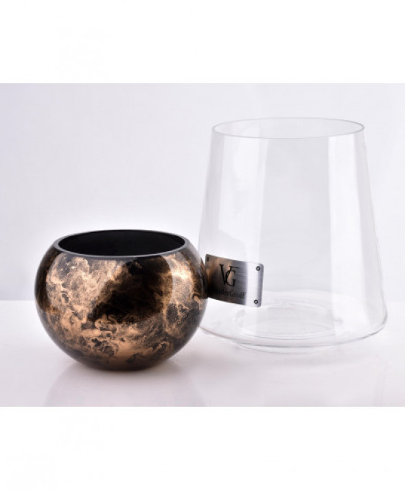 CRISTIE Świeca z kloszem 26x16cm czarny marmur