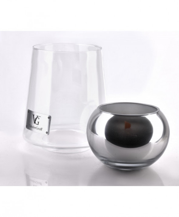 CRISTIE Świeca z kloszem 26x16cm srebrna