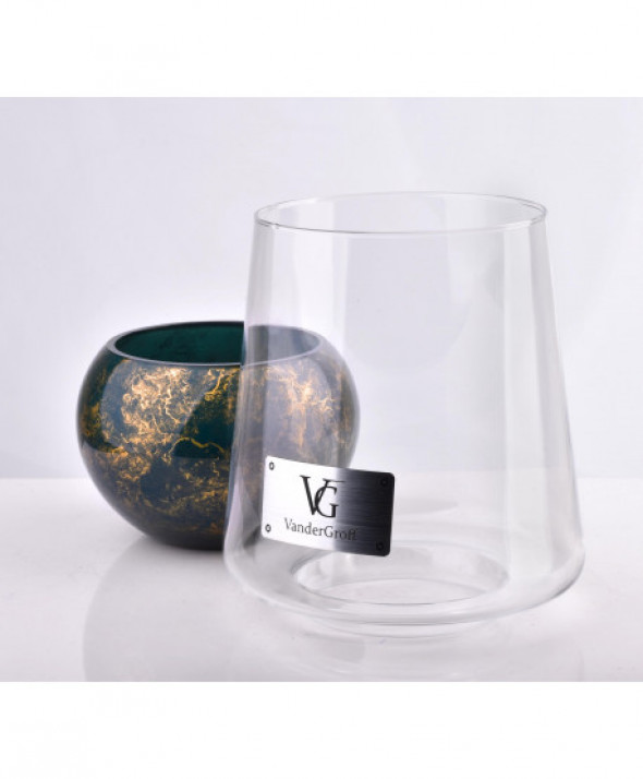 CRISTIE Świeca z kloszem 26x16cm zieleń butelkowa-marmur