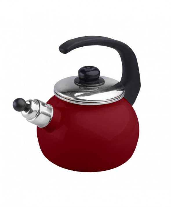 Czajnik emaliowany z gwizdkiem Silesia Rybnik 2,2 l czerwony