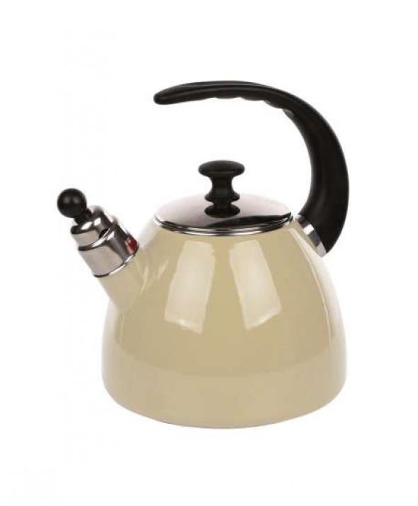Czajnik na indukcję emaliowany z gwizdkiem Silesia Rybnik 2,5 l Kremowy