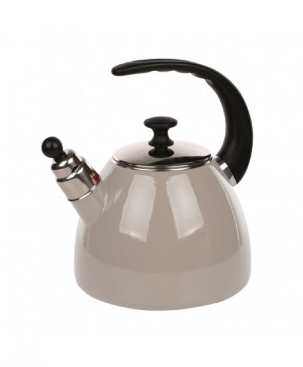 Czajnik na indukcję emaliowany z gwizdkiem Silesia Rybnik 2,5 l  Taupe